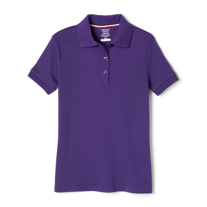 French Toast Girls Short Sleeve Interlock Polo with Picot Collar