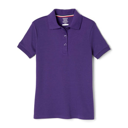 French Toast Girls Short Sleeve Interlock Polo with Picot Collar