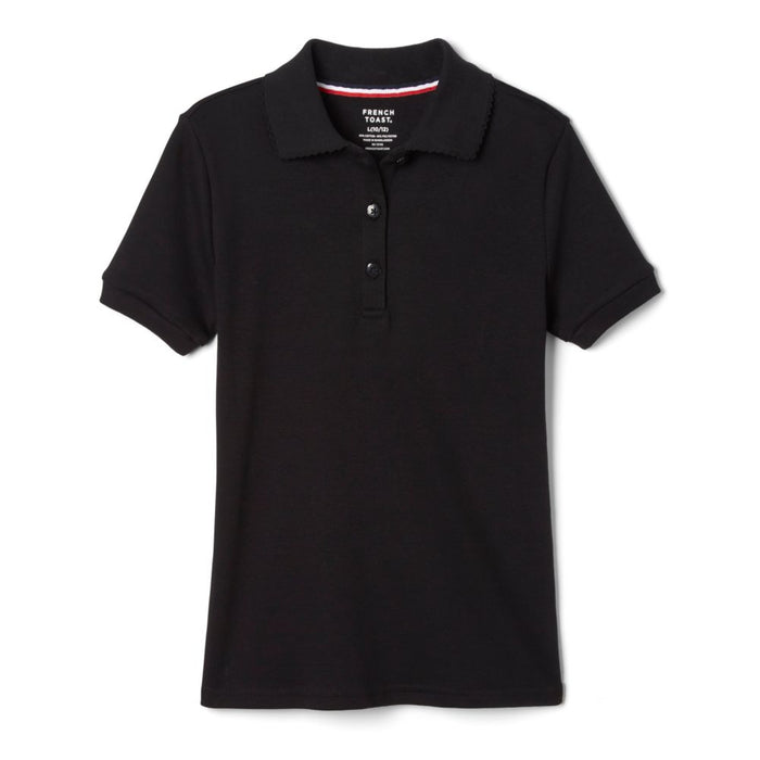 French Toast Girls Short Sleeve Interlock Polo with Picot Collar