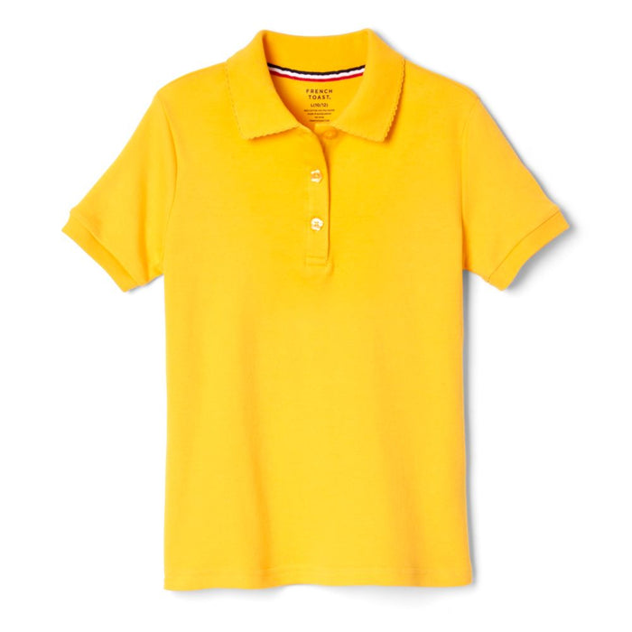 French Toast Girls Short Sleeve Interlock Polo with Picot Collar