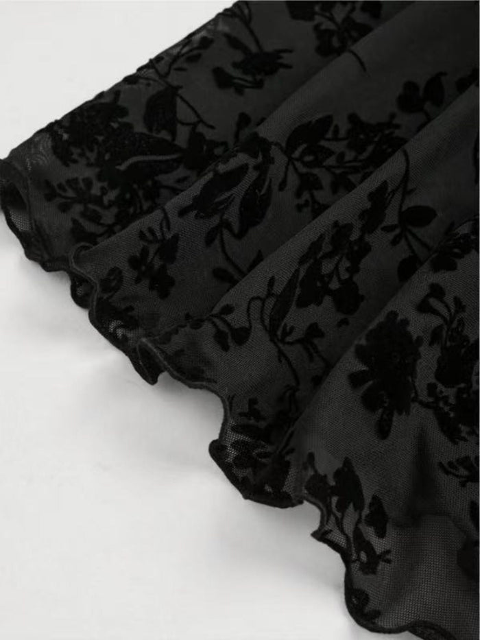 Full Size Sweetheart Neck Flared Sleeve Mini Dress Plus Size