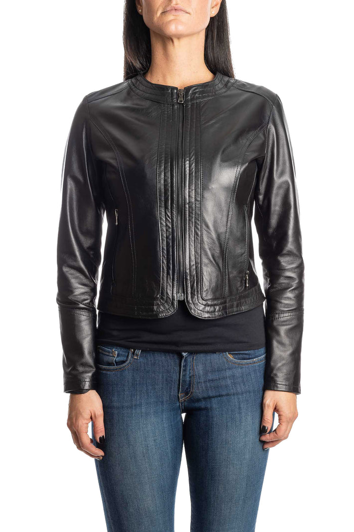 PK BY PASKAL Giacca girocollo nappa nero 612 NAPPA-NERO