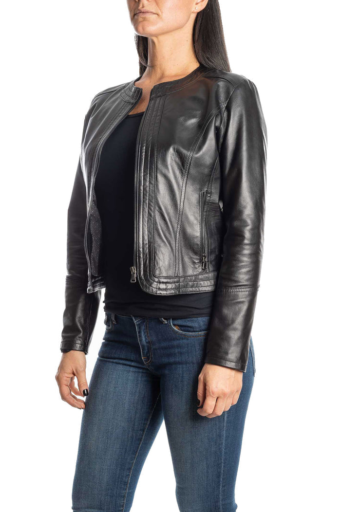 PK BY PASKAL Giacca girocollo nappa nero 612 NAPPA-NERO