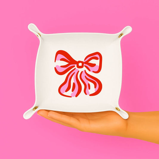 Aspen Lane Gift Bow jewelry tray with a decorative bow design, perfect for organizing rings, earrings, and small accessories.