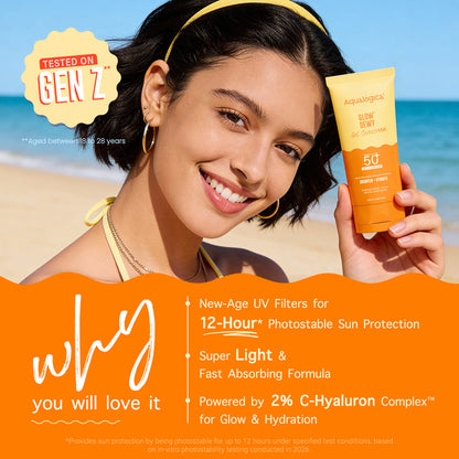 Glow+ Dewy Gel Sunscreen In-Vivo Tested SPF 50+ PA++++ with Papaya & Vitamin C - 80g (Pack of 2)