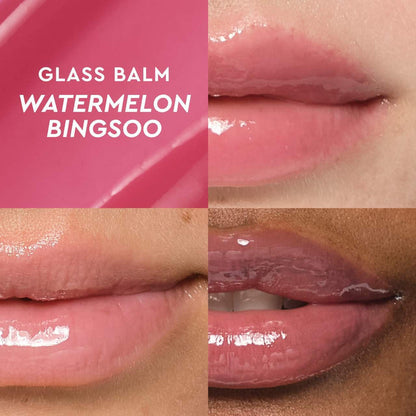 Glow Recipe Glass Balm Lip Treatment in various shades providing shine and hydration for smooth, glossy lips.