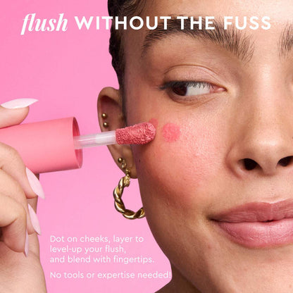 Glow Recipe Watermelon Glow Niacinamide Dewy Flush brightening serum blush in a peachy-pink shade, with a smooth, dewy finish.