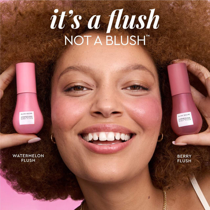 Glow Recipe Watermelon Glow Niacinamide Dewy Flush brightening serum blush in a pink compact with a smooth, dewy finish.