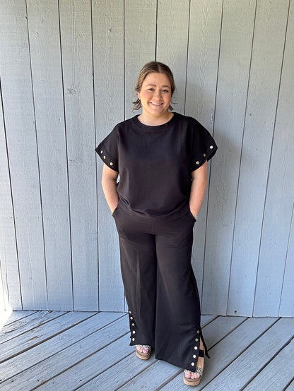 Gold Button Sleeve Top