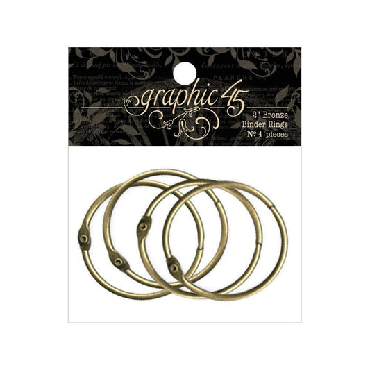 Graphic 45 - Staples Binder Rings 2" - Bronze. Available at Embellish Away located in Bowmanville Ontario Canada.