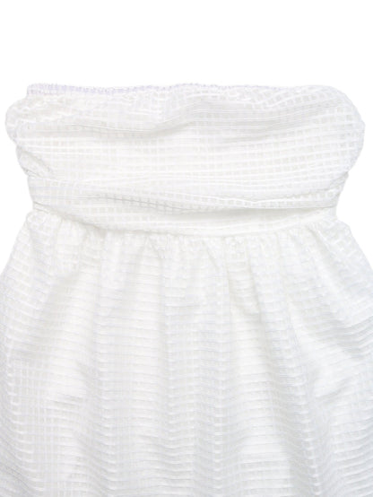 Grid Pattern Strapless Mini Dress