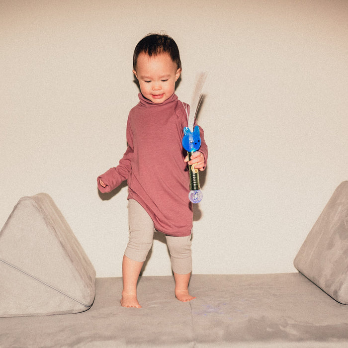 Eco-friendly kids' clothing – gender-neutral Rose Brown grow with me turtleneck, sustainably made in Canada.