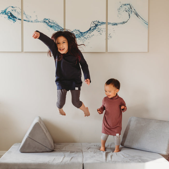 Eco-friendly kids' clothing – gender-neutral Rose Brown grow with me turtleneck, sustainably made in Canada.