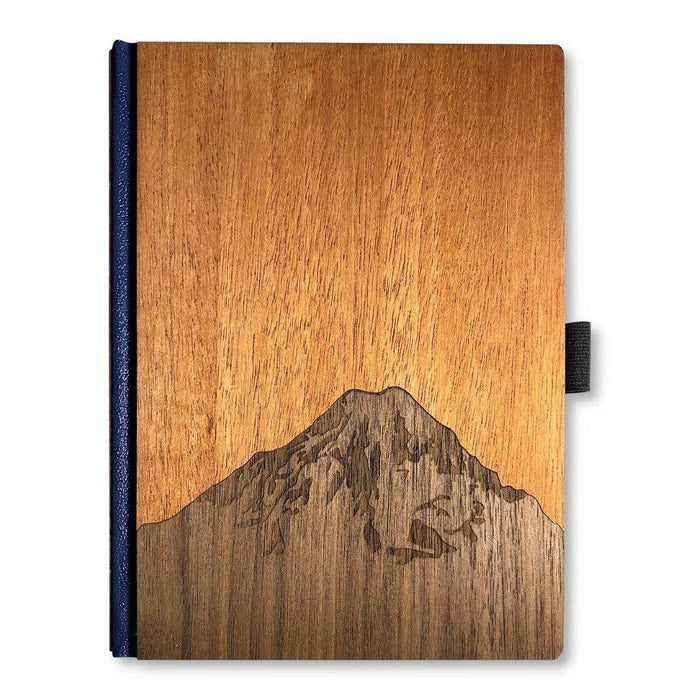 Handcrafted WUDN 6x8 wood journal with smooth wooden cover and bound pages, perfect for writing and note-taking.