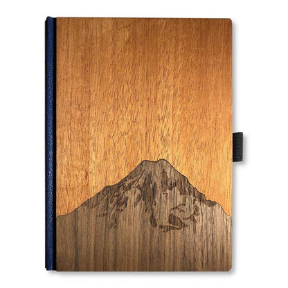 Handcrafted WUDN 6x8 wood journal with smooth wooden cover and bound pages, perfect for writing and note-taking.