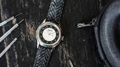 vario harris tweed herringbone watch strap on empire art deco watch