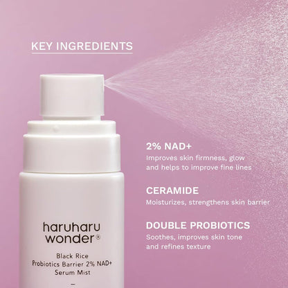 Haruharu Black Rice Probiotics Barrier NAD+ Serum Mist 80ml رذاذ سيروم هاروهارو ببروبيوتيك الأرز الأسود NAD+ الحاجز - Princess Cosmetics Qatar