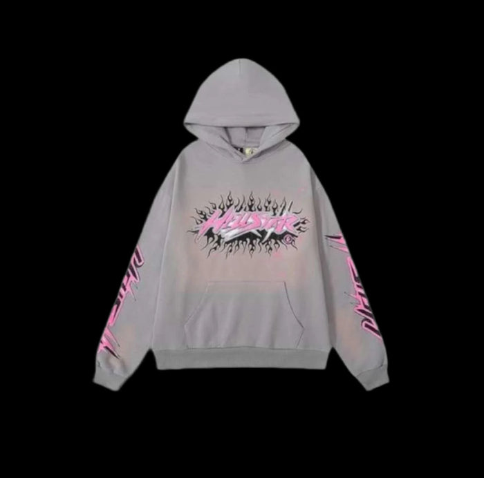 Hellstar Hoodie Grey & Pink