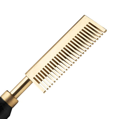 H&H Straightening Comb Medium Wide Teeth [Black/Gold] #5534