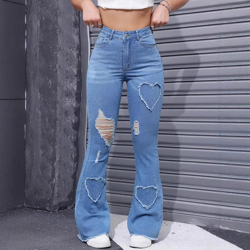 High Waist Stretch Flared Jeans
