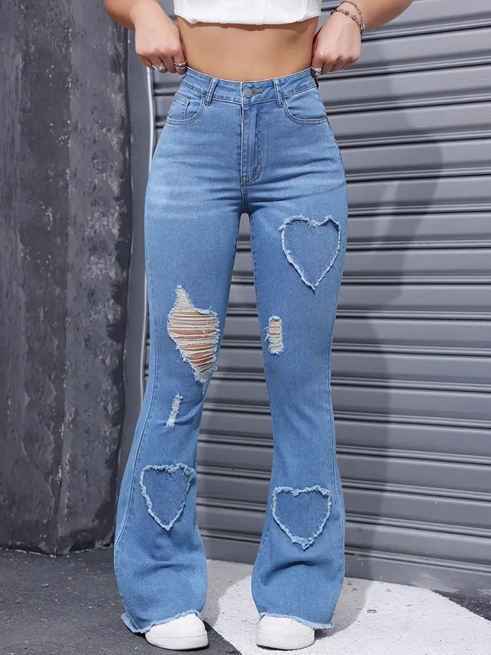 High Waist Stretch Flared Jeans