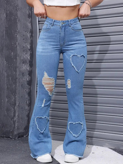 High Waist Stretch Flared Jeans