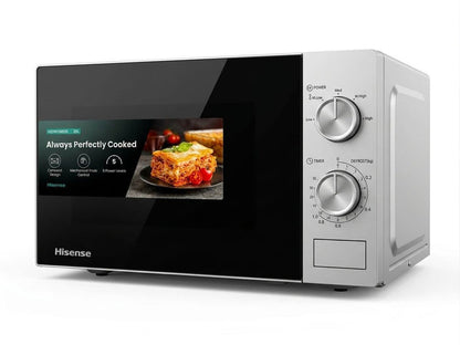 Hisense 20L Manual Microwave Oven H20MOMS1G | 5 Power Levels | Defrost | Compact Design | Silver