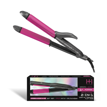 Hot & Hotter 2 in 1 Ceramic Flat Iron Hair Styler 1 1/4 Inch, 1 Count, Black & Pink
