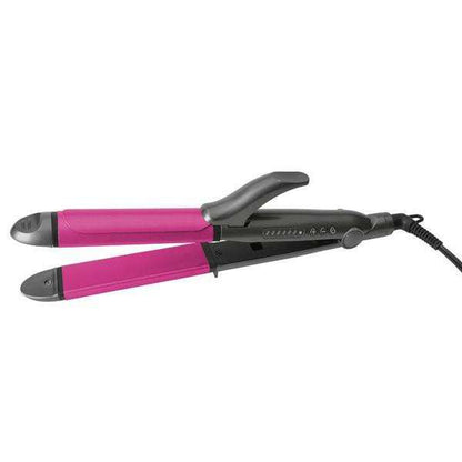 Hot & Hotter 2 in 1 Ceramic Flat Iron Hair Styler 1 1/4 Inch, 1 Count, Black & Pink