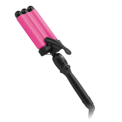 Hot & Hotter 3 Barrel Waver Curling Iron 1 Inch, 1 Count, Black & Pink