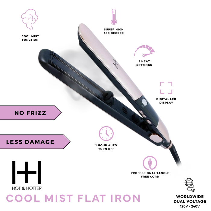 Hot & Hotter Cool Mist Flat Iron 1in, Rose Gold