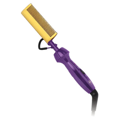 Hot & Hotter Electric Ceramic Pressing Comb, 1 Count, Purple & Gold