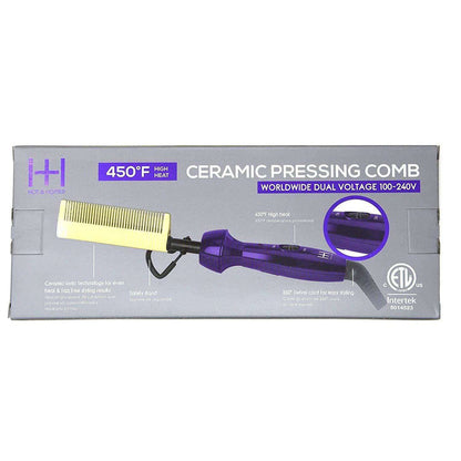 Hot & Hotter Electric Ceramic Pressing Comb, 1 Count, Purple & Gold