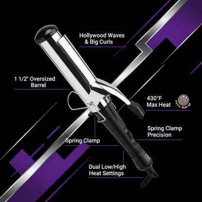 Hot & Hotter Electric Curling Iron 1 1/2 Inch, 1 Count, Silver