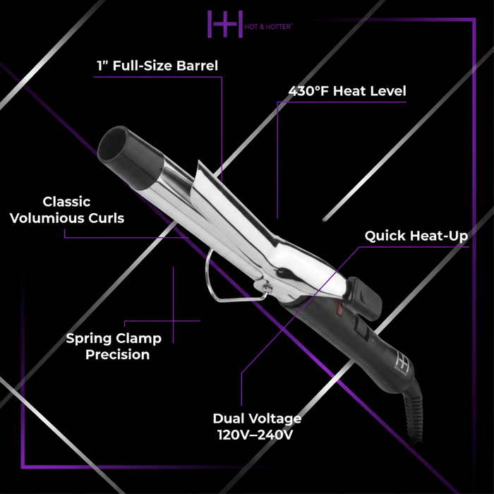 Hot & Hotter Electric Curling Iron 1 Inch, 1 Count, Silver