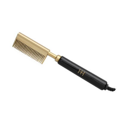 Hot & Hotter Electric Straightening Comb Medium Straight Teeth, 1 Count, Black & Gold