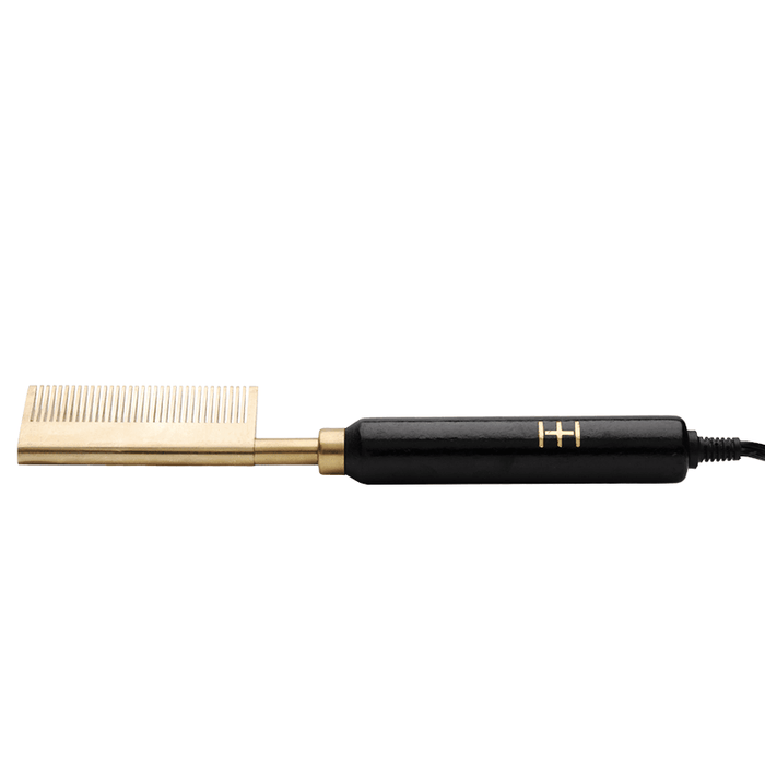 Hot & Hotter Electric Straightening Comb Medium Straight Teeth, 1 Count, Black & Gold