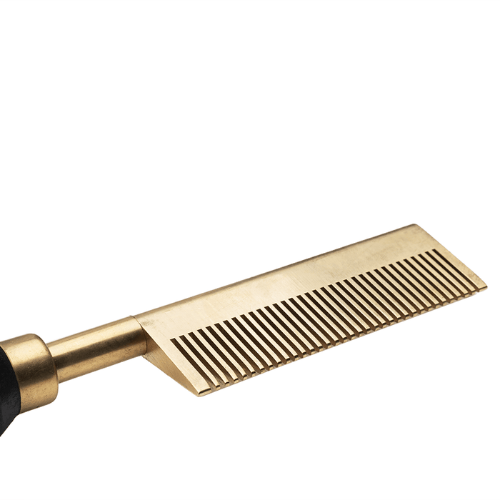 Hot & Hotter Electric Straightening Comb Medium Straight Teeth, 1 Count, Black & Gold