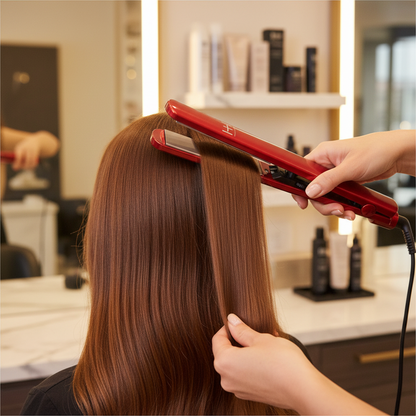 Hot & Hotter Extra Long Titanium Flat Iron 1 Inch, 1 Count, Red