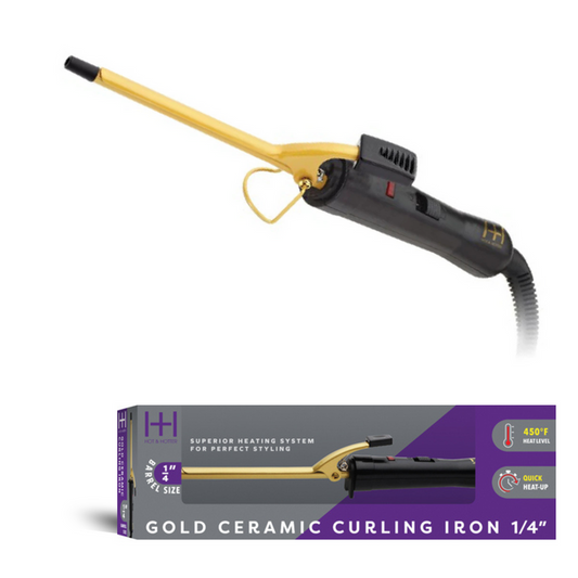 Hot & Hotter Gold Ceramic Electric Curling Iron 1/4 Inch, 1 Count, Gold