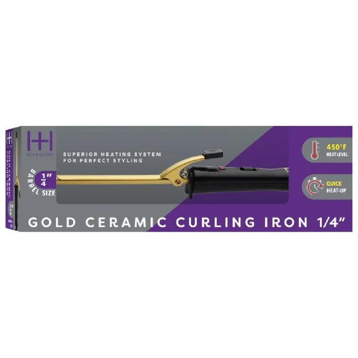 Hot & Hotter Gold Ceramic Electric Curling Iron 1/4 Inch, 1 Count, Gold