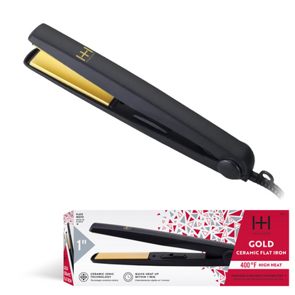 Hot & Hotter Gold Ceramic Electric Flat Iron 1 Inch, 1 Count, Black