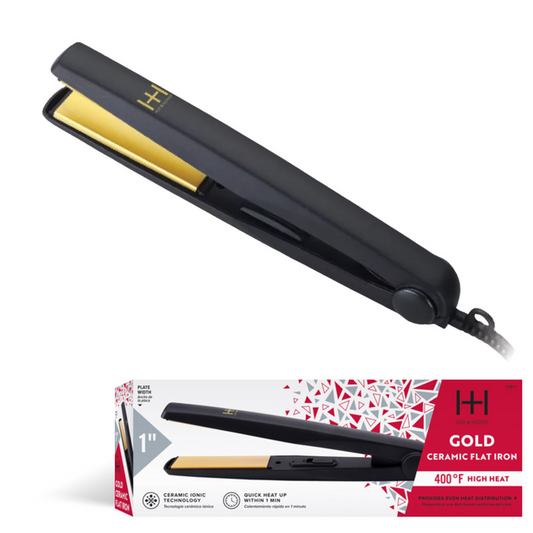 Hot & Hotter Gold Ceramic Electric Flat Iron 1 Inch, 1 Count, Black