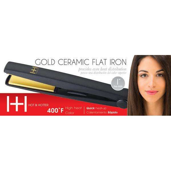 Hot & Hotter Gold Ceramic Electric Flat Iron 1 Inch, 1 Count, Black