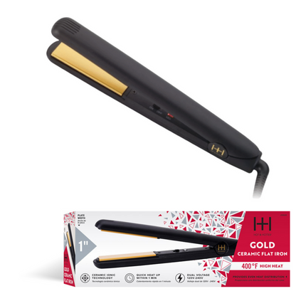 Hot & Hotter Gold Ceramic On/Off Flat Iron 1 Inch, 1 Count, Black