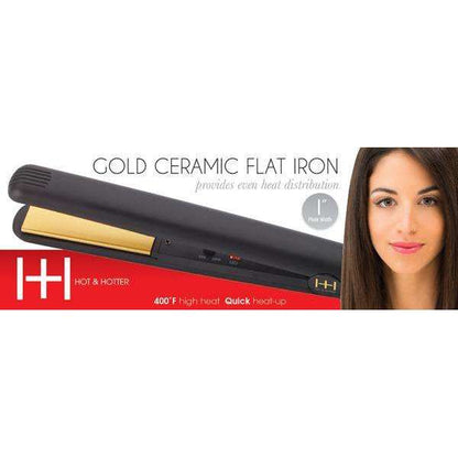 Hot & Hotter Gold Ceramic On/Off Flat Iron 1 Inch, 1 Count, Black
