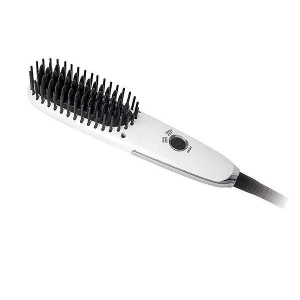 Hot & Hotter Mini Heated Straightening Brush, 1 Count Small Hot Styling Brush, White