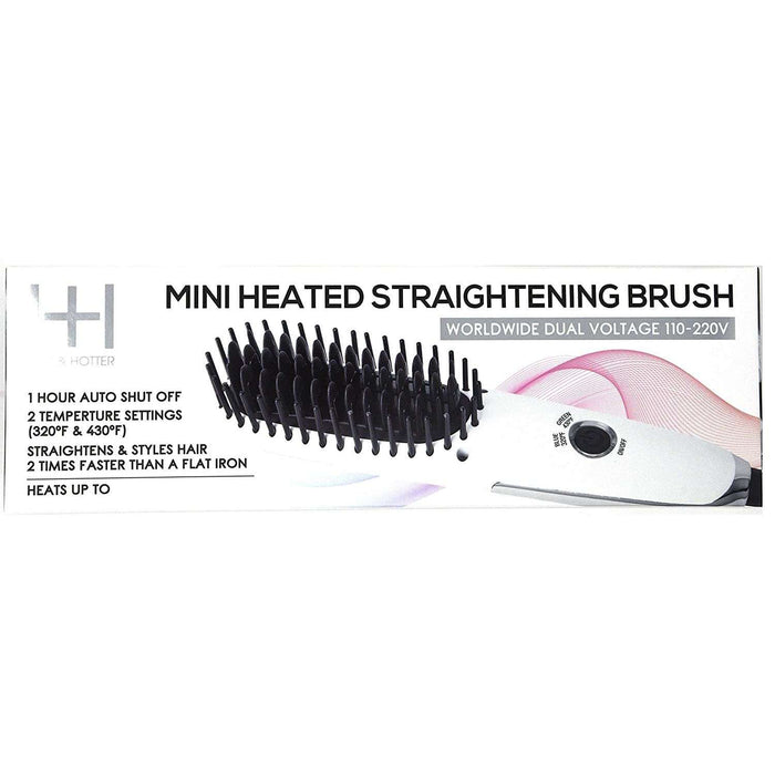 Hot & Hotter Mini Heated Straightening Brush, 1 Count Small Hot Styling Brush, White