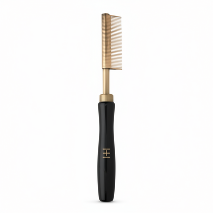 Hot & Hotter Thermal Straightening Comb Fine Teeth Small Temple Copper, 1 Count, Black & Gold