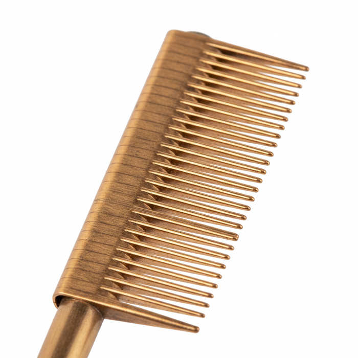 Hot & Hotter Thermal Straightening Comb Fine Teeth Small Temple Copper, 1 Count, Black & Gold